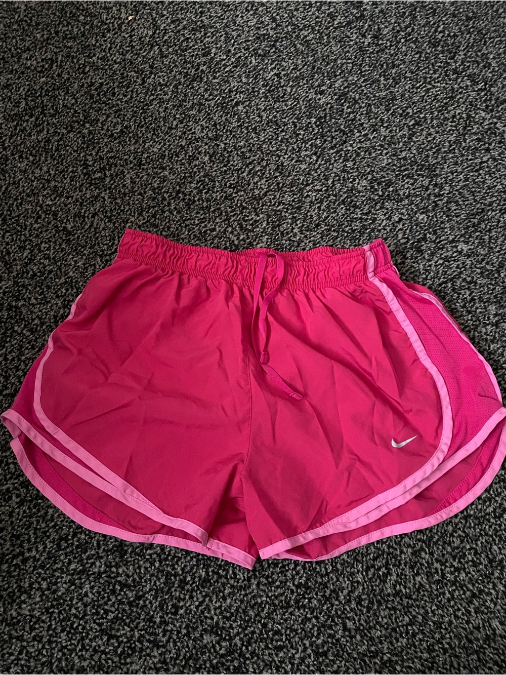 Nike Women’s Bright Pink Athletic Running Shorts with Light Pink Trim